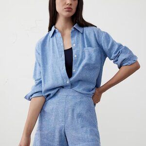 Banana Republic Classic Linen-Blend Shirt Medium | Antique Blue